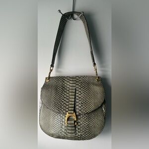 Vintage Dooney & Bourke Emerson North South Reese Python Embossed Shoulder Bag